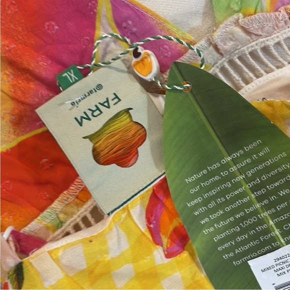 Farm Rio NEW Colorful Picnic Gingham Cashew Maxi Dress Size XL - Picture 6 of 7